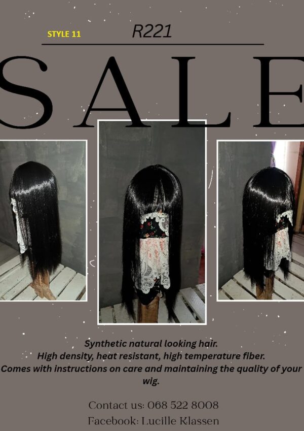 Synthetic natural looking hair.