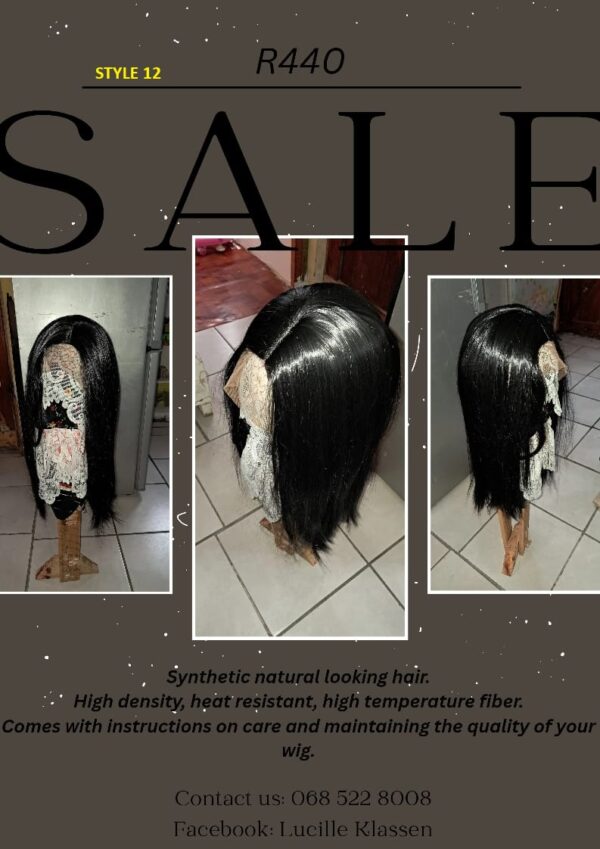 Synthetic natural looking hair.