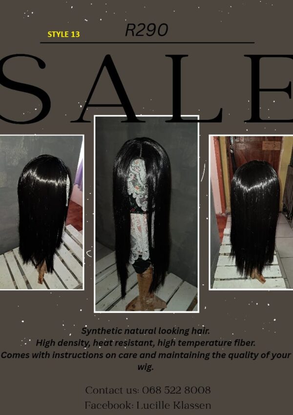 Synthetic natural looking hair.