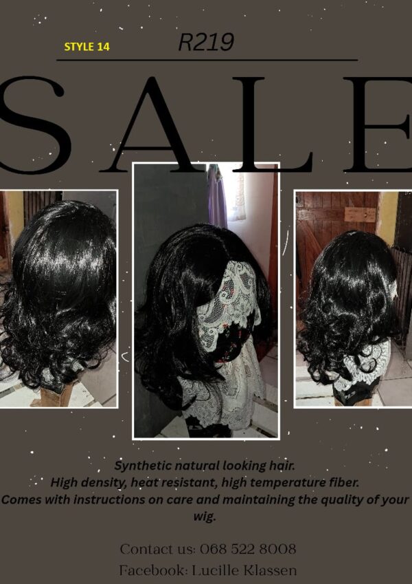 Synthetic natural looking hair.