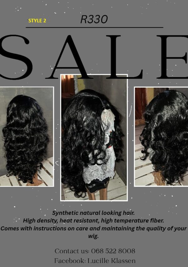 Synthetic natural looking hair.