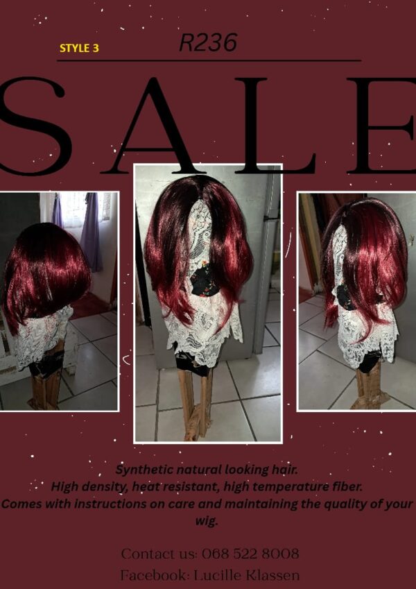 Synthetic natural looking hair.