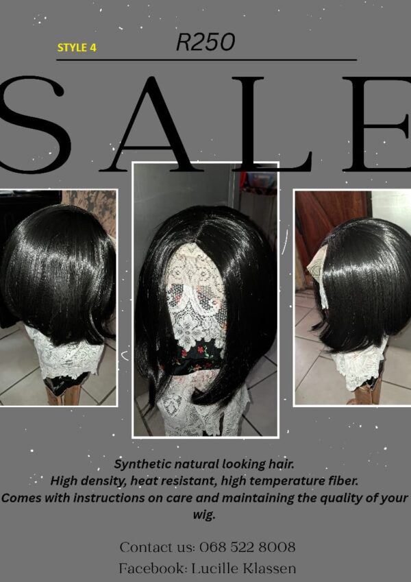 Synthetic natural looking hair.