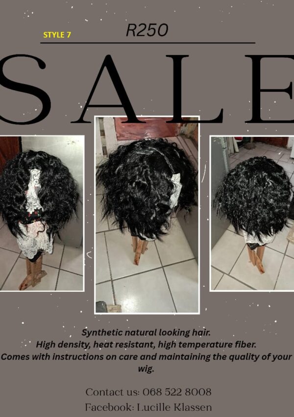Synthetic natural looking hair.