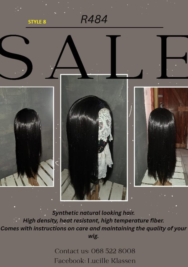 Synthetic natural looking hair.