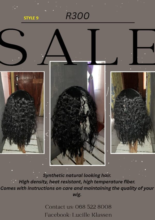 Synthetic natural looking hair.